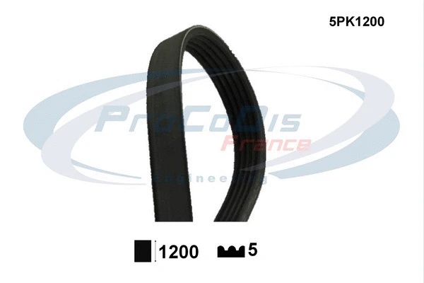Courroie trapézoïdale à nervures PROCODIS FRANCE 5PK1200