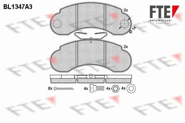 Kit de plaquettes de frein, frein à disque FTE 9010134