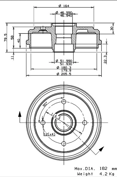 Tambour de frein VILLAR 627.0280