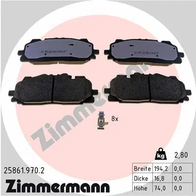 Kit de plaquettes de frein, frein à disque ZIMMERMANN 25861.970.2