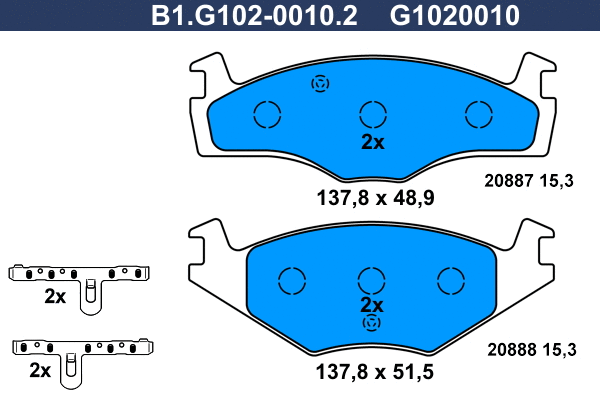 Kit de plaquettes de frein, frein à disque GALFER B1.G102-0010.2
