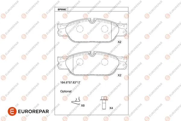 Kit de plaquettes de frein, frein à disque EUROREPAR 1681276180