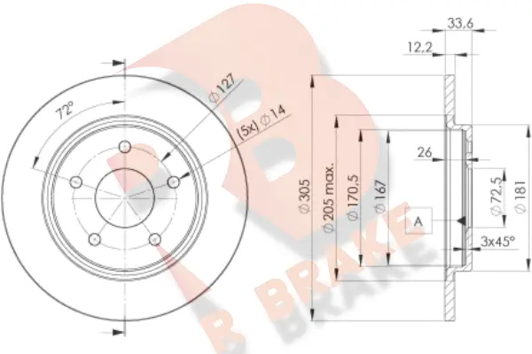 Disque de frein R BRAKE 78RBD25173