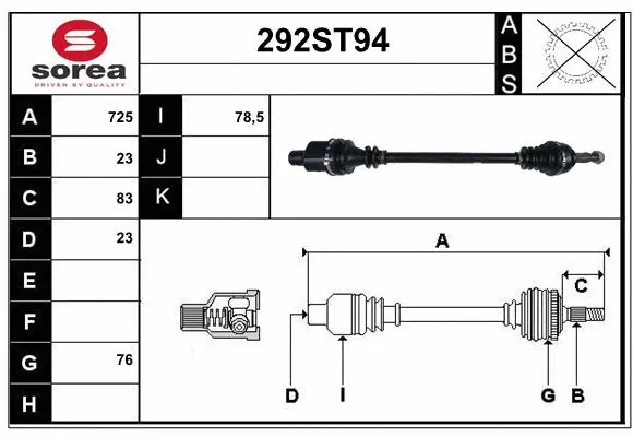 Arbre de transmission STARTCAR 292ST94