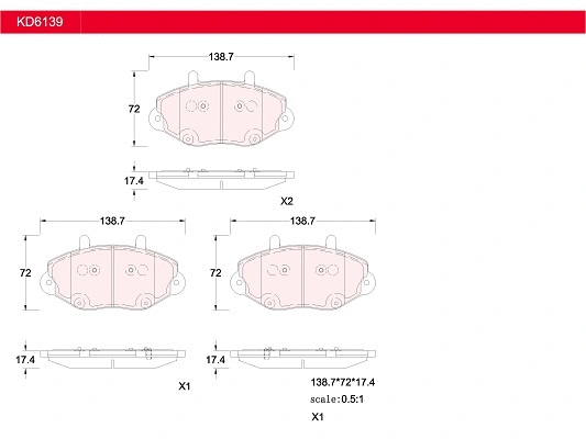 Kit de plaquettes de frein, frein à disque ASIMCO KD6139
