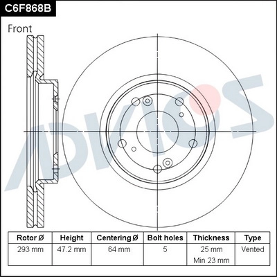 Disque de frein ADVICS C6F868B