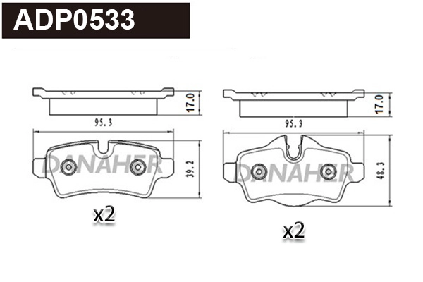 Kit de plaquettes de frein, frein à disque DANAHER ADP0533