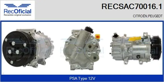 Compresseur, climatisation RECOFICIAL RECSAC70016.1
