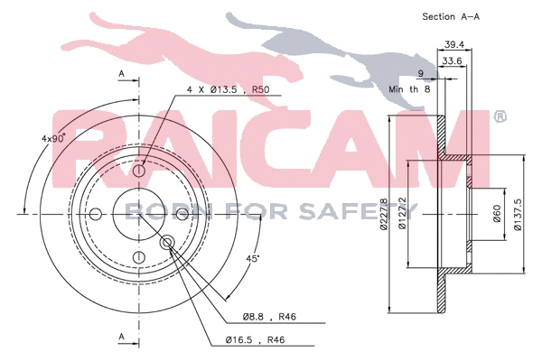 Disque de frein RAICAM RD00936