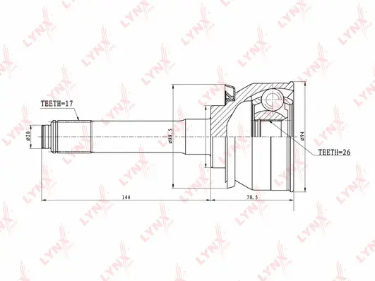 Jeu de joints, arbre de transmission LYNXAUTO CO-3800