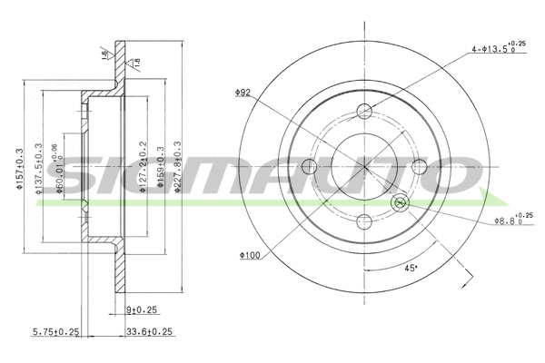 Disque de frein SIGMAUTO DBA226S