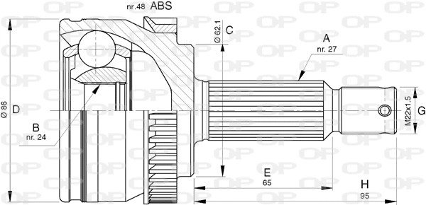 Jeu de joints, arbre de transmission OPEN PARTS CVJ5791.10