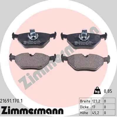 Kit de plaquettes de frein, frein à disque ZIMMERMANN 21691.170.1