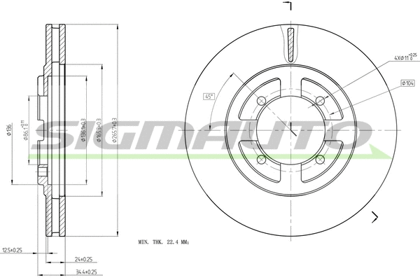 Disque de frein SIGMAUTO DBA472V