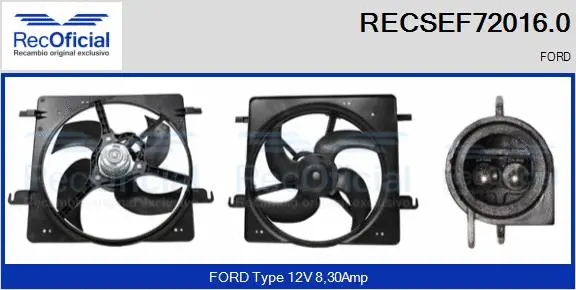 Moteur électrique, ventilateur pour radiateurs RECOFICIAL RECSEF72016.0