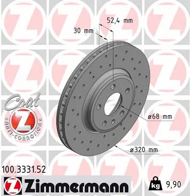 Disque de frein ZIMMERMANN 100.3331.52