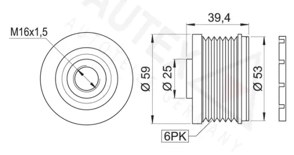 Poulie roue libre, alternateur AUTEX 654375