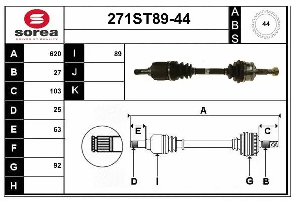 Arbre de transmission STARTCAR 271ST89-44