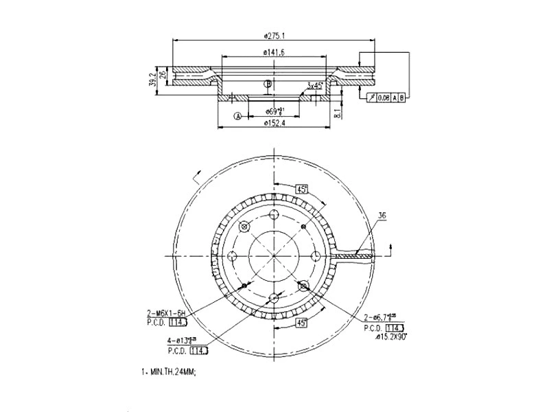 Disque de frein A.Z. Meisterteile AZMT-44-024-1261