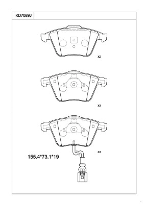 Kit de plaquettes de frein, frein à disque ASIMCO KD7089J