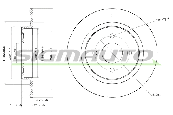 Disque de frein SIGMAUTO DBB367S