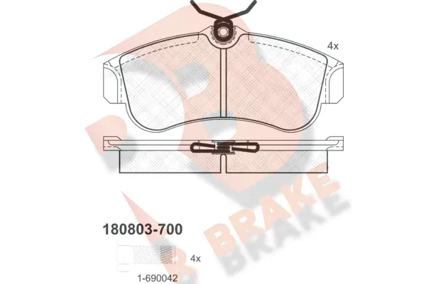 Kit de plaquettes de frein, frein à disque R BRAKE RB0803-700