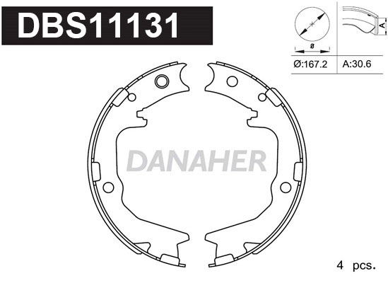 Jeu de mâchoires de frein, frein de stationnement DANAHER DBS11131