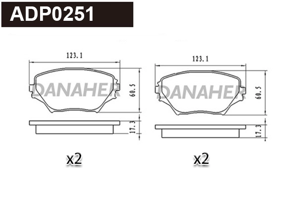 Kit de plaquettes de frein, frein à disque DANAHER ADP0251