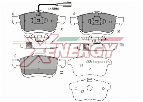 Kit de plaquettes de frein, frein à disque AP XENERGY X41224
