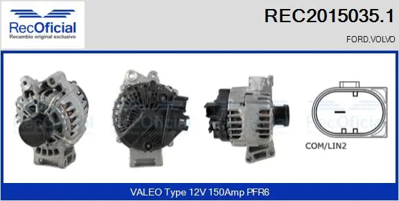 Alternateur RECOFICIAL REC2015035.1