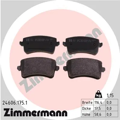 Kit de plaquettes de frein, frein à disque ZIMMERMANN 24606.175.1