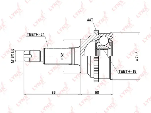 Jeu de joints, arbre de transmission LYNXAUTO CO-3771A