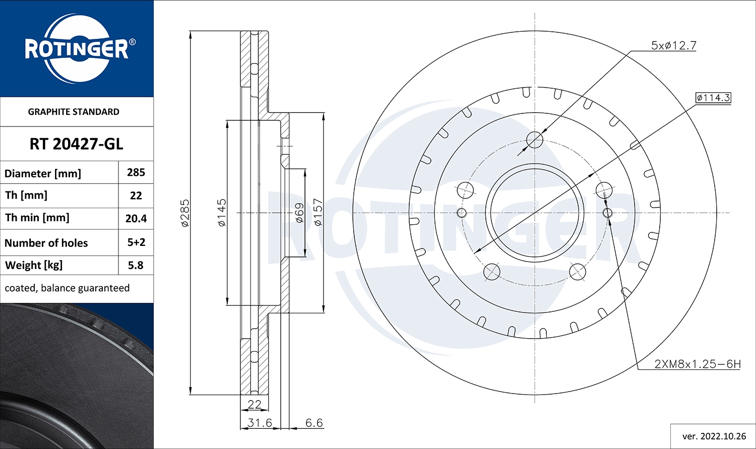 Disque de frein ROTINGER RT 20427-GL