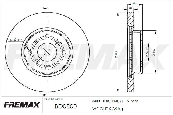 Disque de frein FREMAX BD-0800