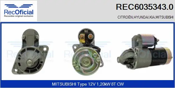 Démarreur RECOFICIAL REC6035343.0