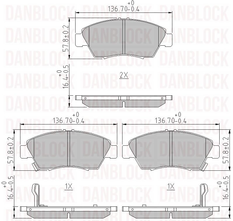 Kit de plaquettes de frein, frein à disque DANBLOCK DB 510080