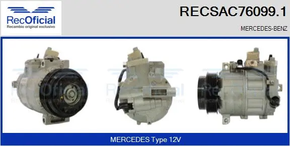 Compresseur, climatisation RECOFICIAL RECSAC76099.1