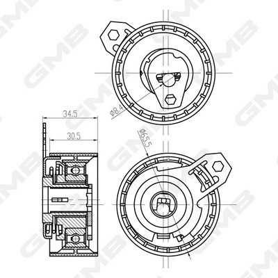 Poulie de tension, courroie crantée GMB GTB1070