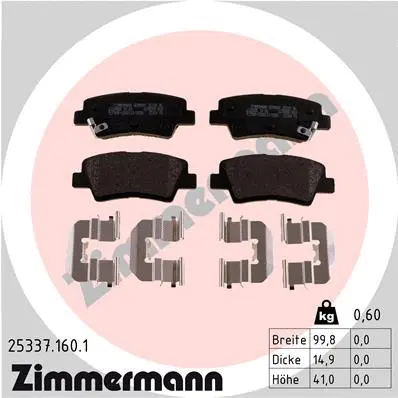 Kit de plaquettes de frein, frein à disque ZIMMERMANN 25337.160.1
