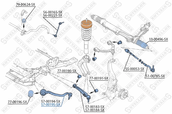 Bras de liaison, suspension de roue STELLOX 57-00195-SX