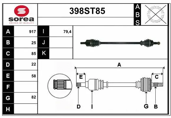 Arbre de transmission STARTCAR 398ST85