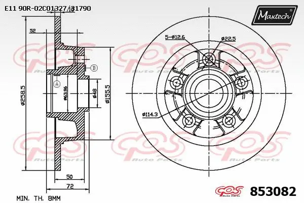 Disque de frein MAXTECH 853082