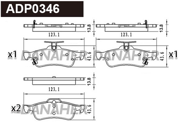 Kit de plaquettes de frein, frein à disque DANAHER ADP0346