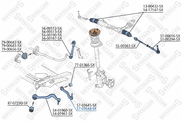 Bras de liaison, suspension de roue STELLOX 57-03644-SX