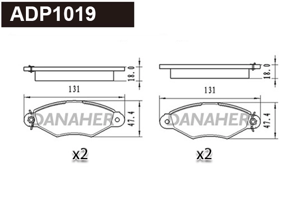 Kit de plaquettes de frein, frein à disque DANAHER ADP1019