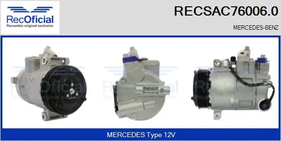 Compresseur, climatisation RECOFICIAL RECSAC76006.0
