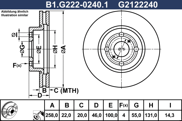 Disque de frein GALFER B1.G222-0240.1