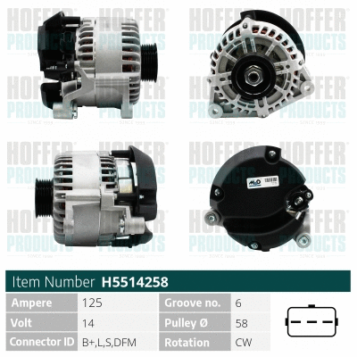 Alternateur HOFFER H5514258