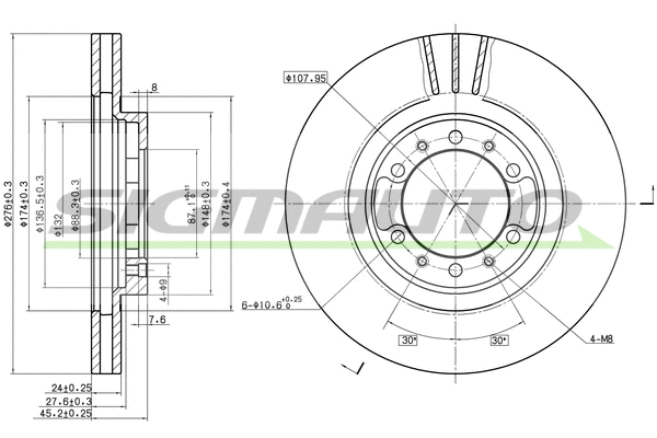 Disque de frein SIGMAUTO DBB109V