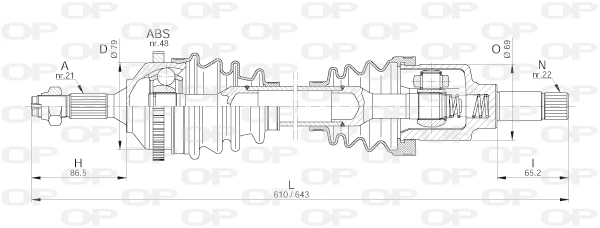 Arbre de transmission OPEN PARTS DRS6194.00